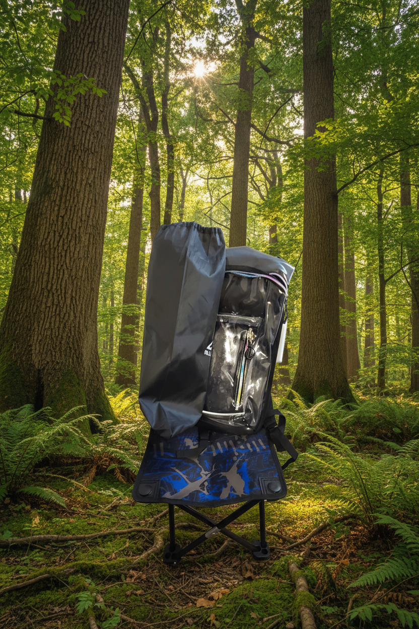 Clear Hydration Backpack and Attached Stool Combo